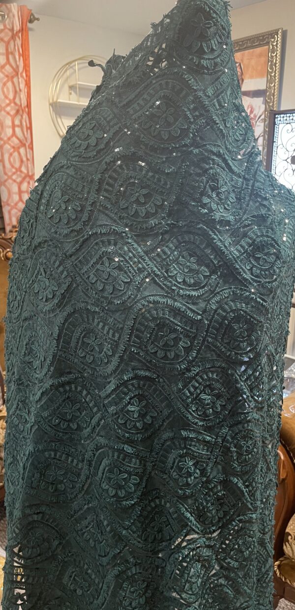 High Quality African Cord Lace Fabric in Teal Green-5yards