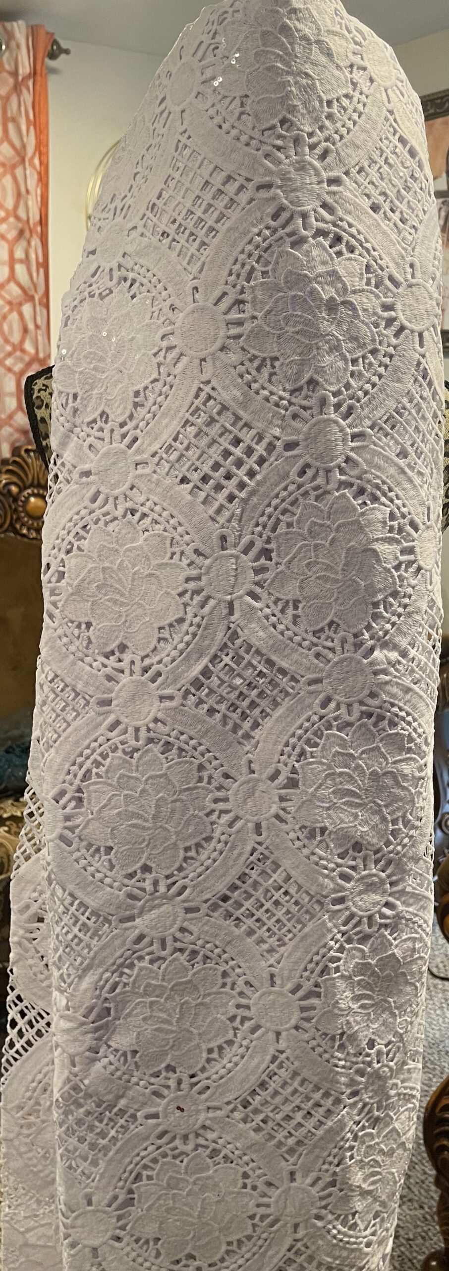 High Quality African Cord Lace Fabric-5yards White