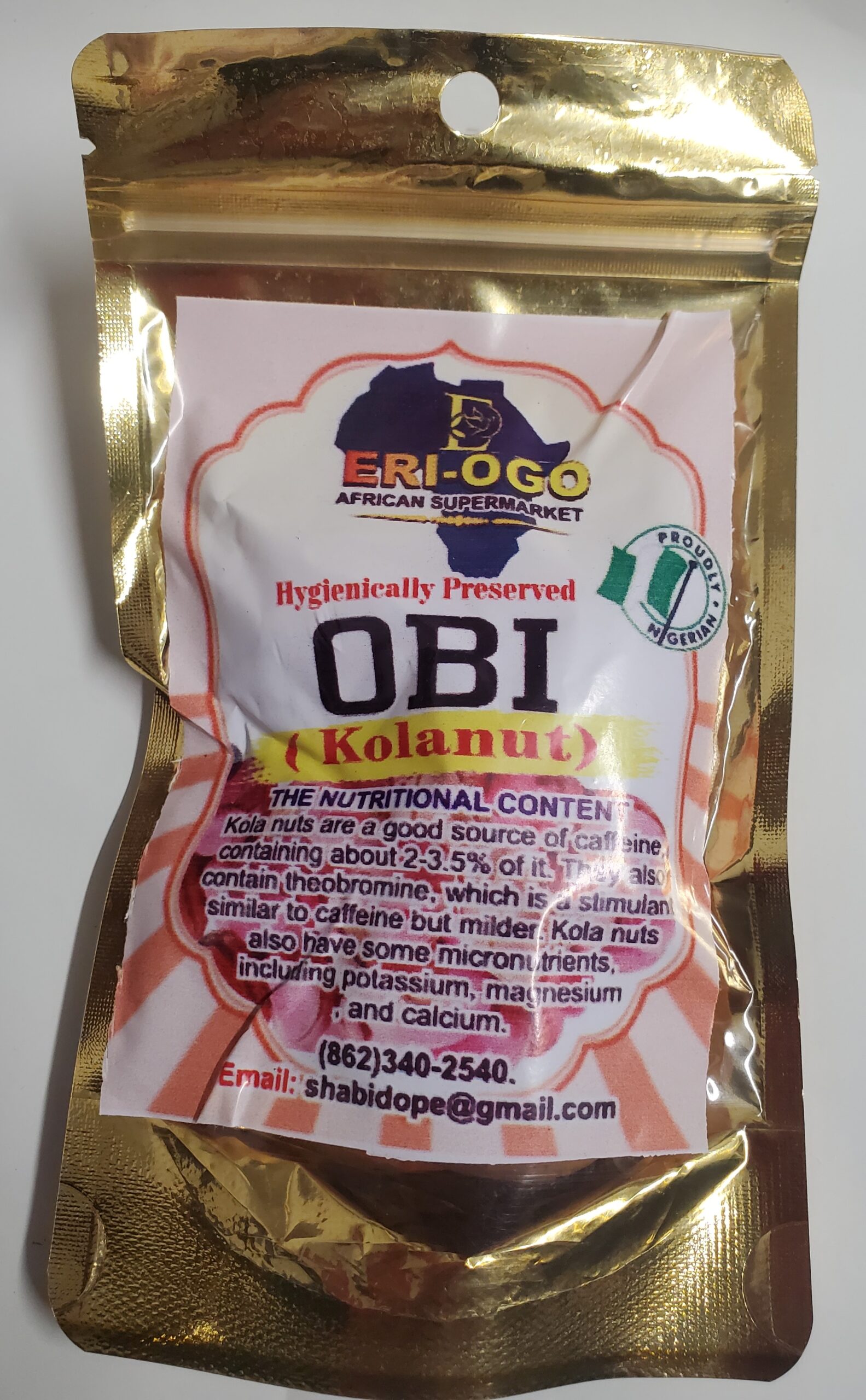Obi Kola, Obi Abata, Cola Nitida, Kolanut – 4 Lobed 5pcs in a bag