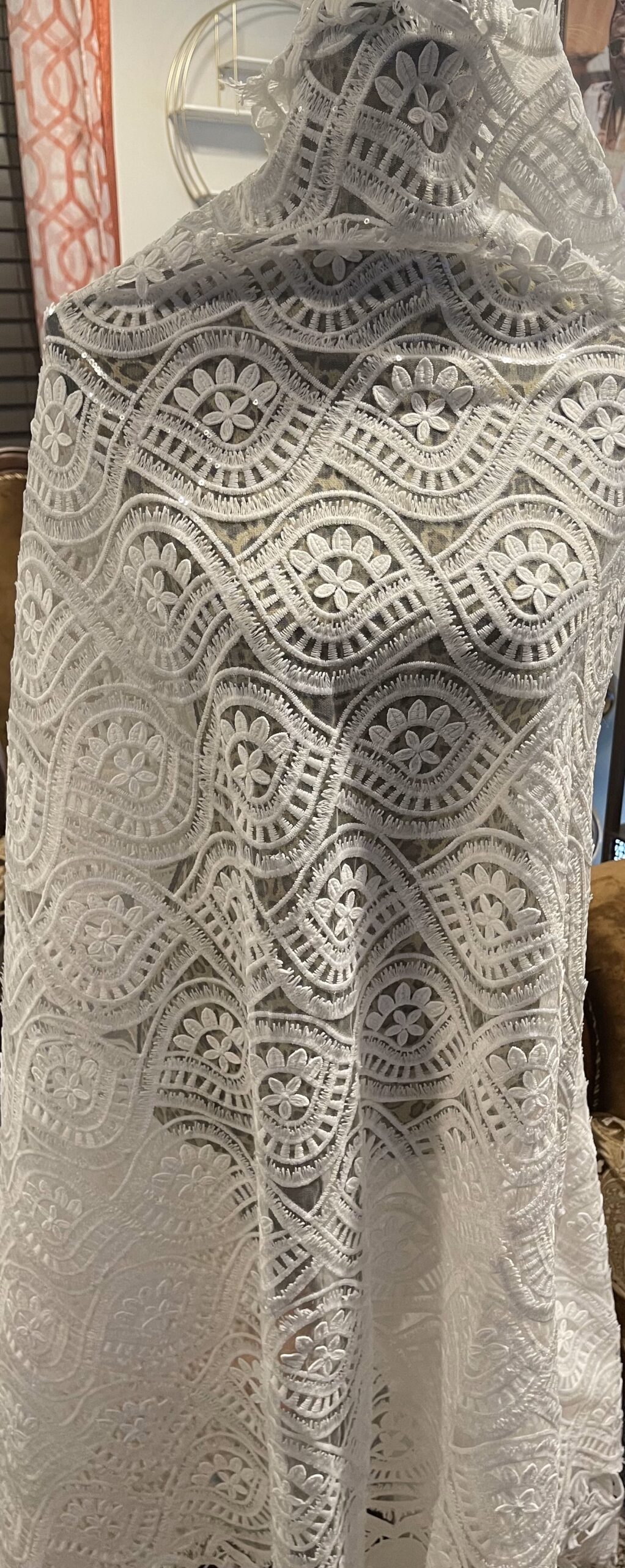 High Quality African Cord Guipure Lace Fabric- White -5yards