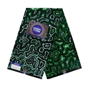 African Print Fabric/ Ankara - green, white 6 yards