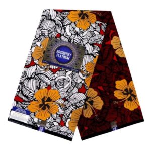 African Print Fabric/ Ankara - wine, yellow, white 6 yards