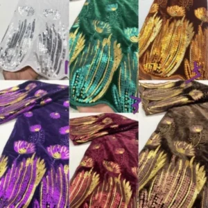 African Velvet Lace Fabric mixed colors-5 Yards