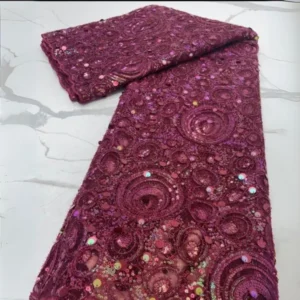High Quality African Sequence Lace Fabric-5yards
