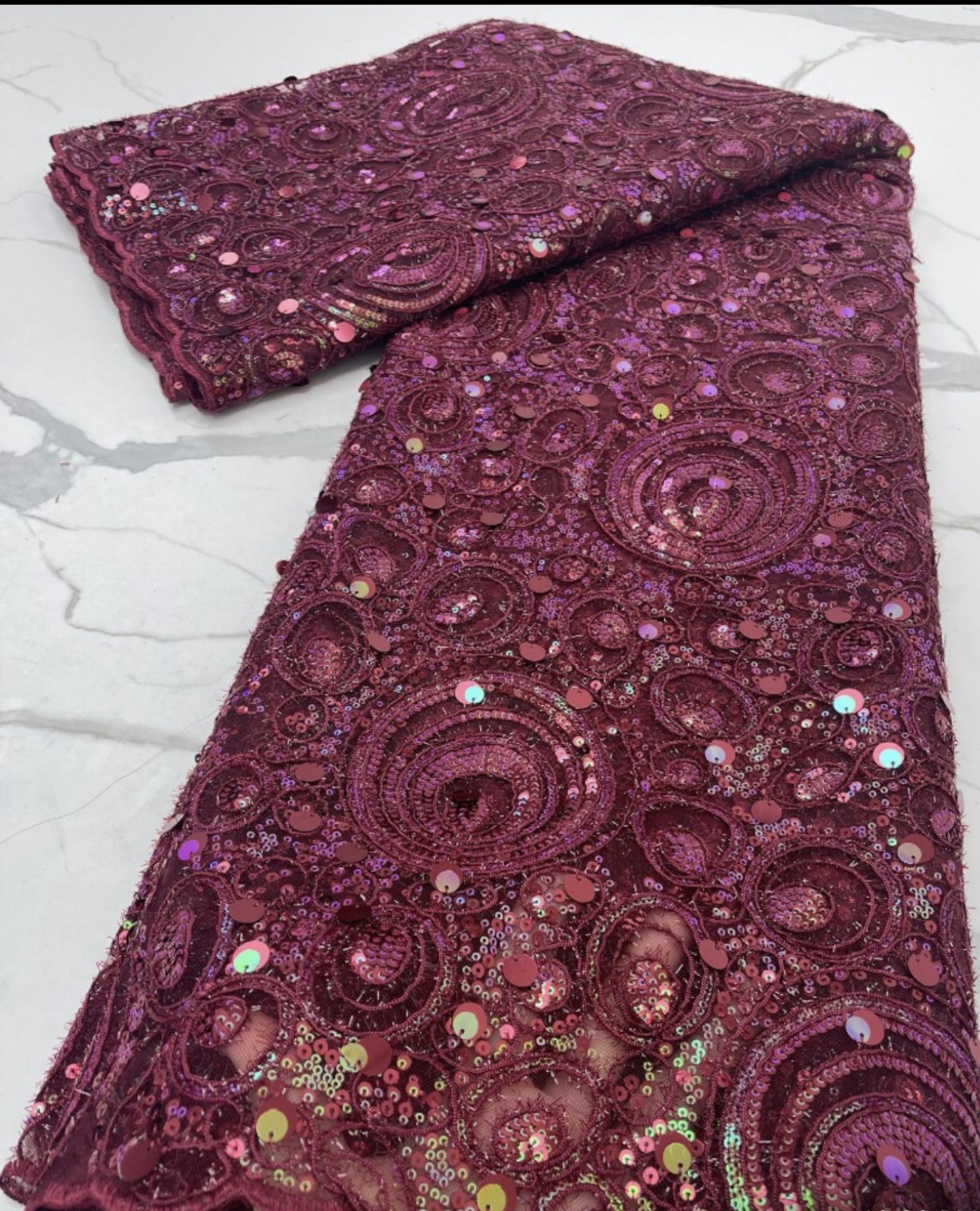 High Quality African Sequence Lace Fabric-5yards
