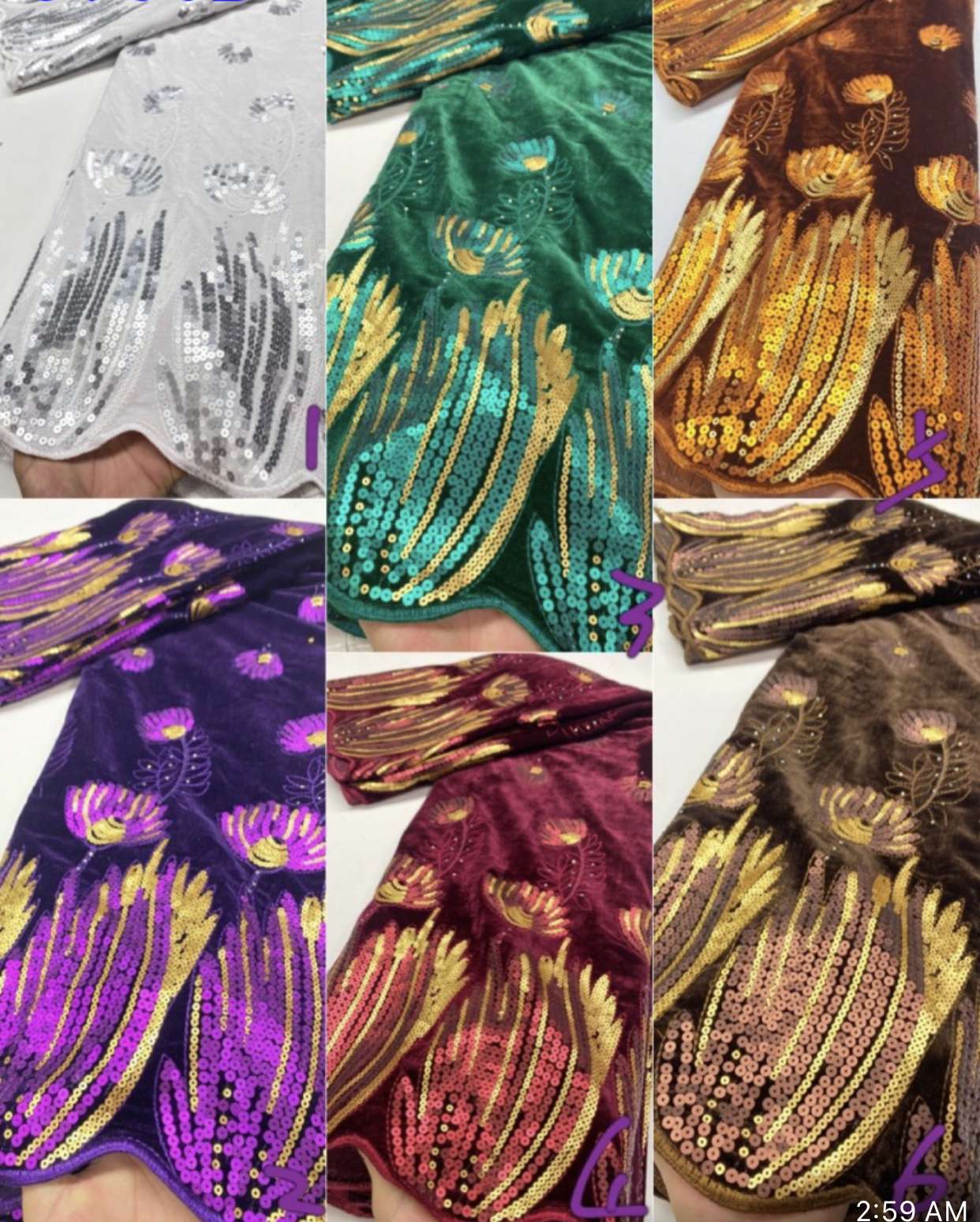 African Velvet Lace Fabric mixed colors-5 Yards