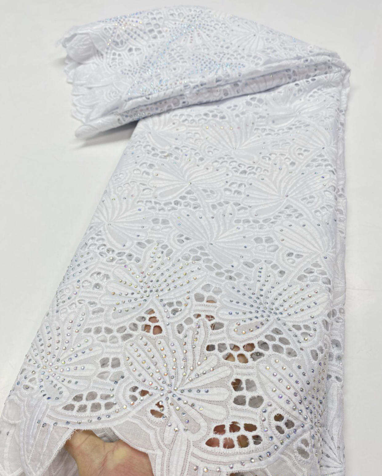 Swiss Voile Lace with tiny Stone