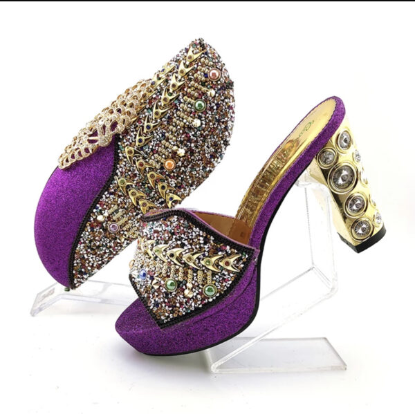 African Italian Luxury Women Ladies Party Nigerian Shoe And Bag Set. High Heel Shoe