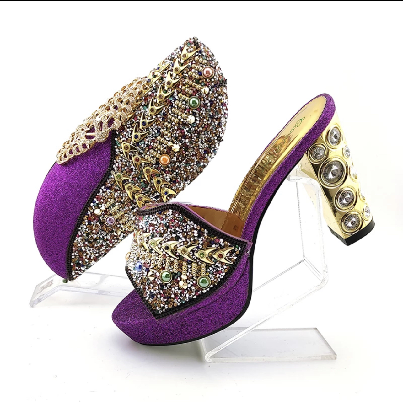 African Italian Luxury Women Ladies Party Nigerian Shoe And Bag Set. High Heel Shoe