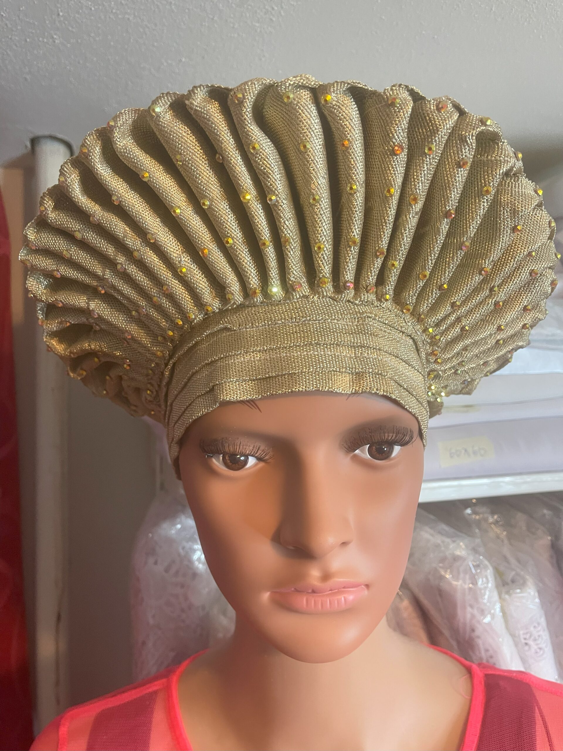 Aso Ofi Cherubim & Seraphim White Garment Cap and amure- Gold and Silver color