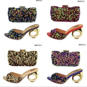 Luxury Italian Ladies Medium Heel Shoes Set for Women