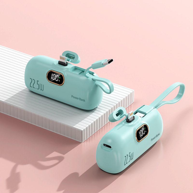Fast Charging Pocket Capsule Emergency Built-in Cable Mini Power Bank - Image 3
