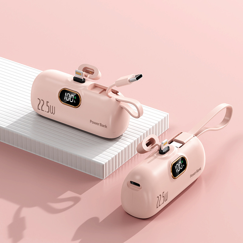 Fast Charging Pocket Capsule Emergency Built-in Cable Mini Power Bank - Image 7