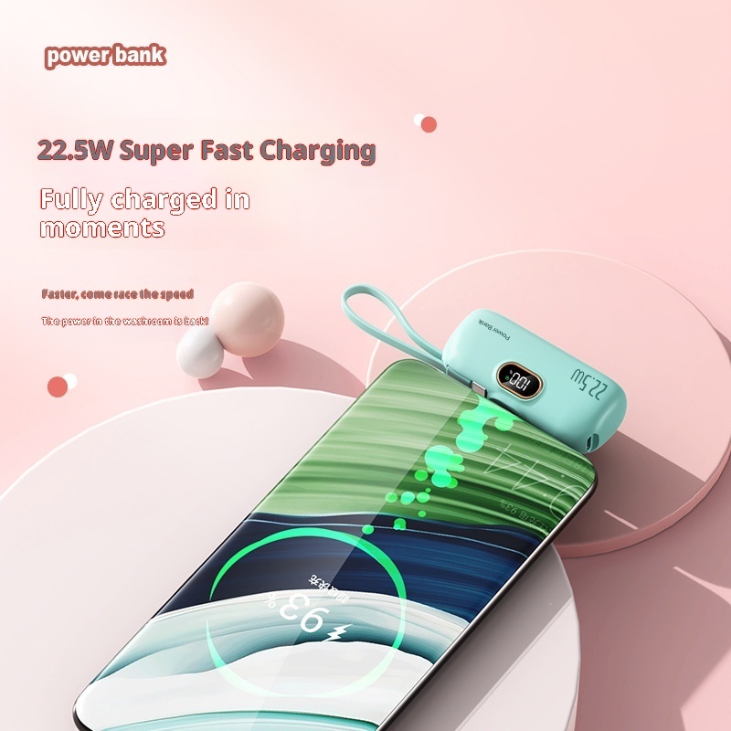 Fast Charging Pocket Capsule Emergency Built-in Cable Mini Power Bank - Image 5