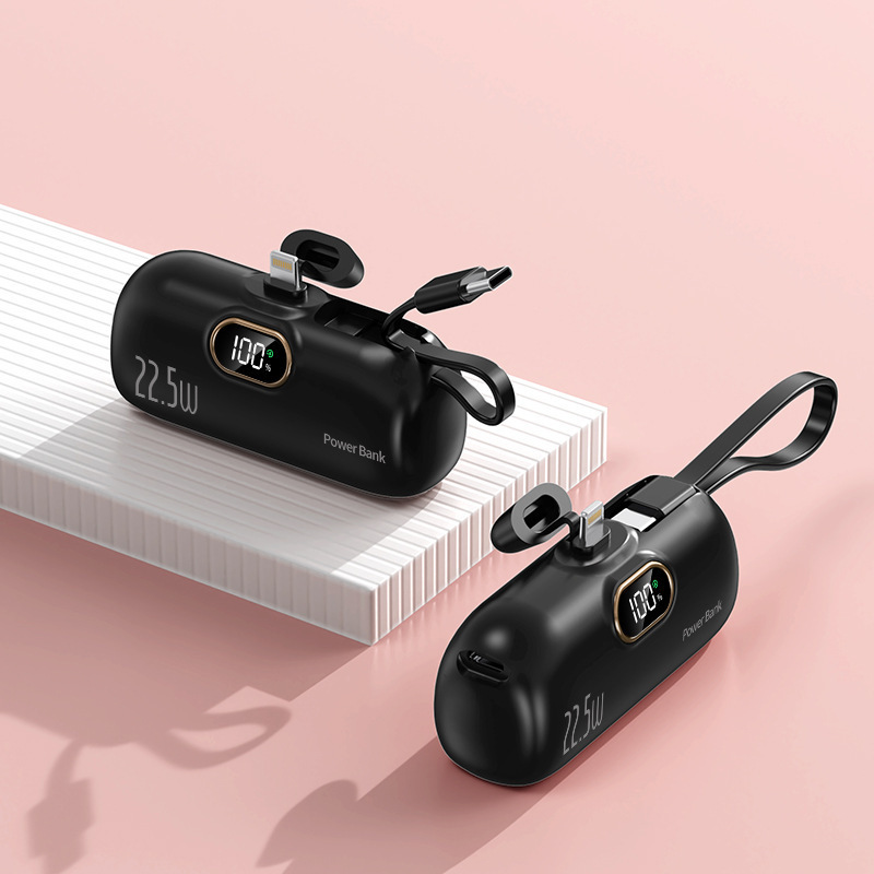 Fast Charging Pocket Capsule Emergency Built-in Cable Mini Power Bank - Image 8